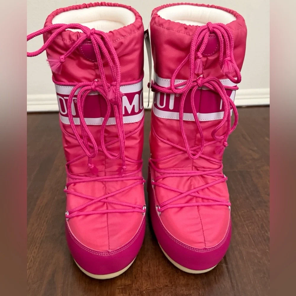 NWT Moon Boot Icon Nylon Boots in Bougainvillea/ Hot Pink Size 7 - Picture 6 of 17